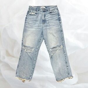 Zara High Waisted Distressed Denim Jeans 30" Waist Size 10